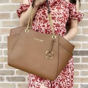 Michael Kors Jet Set Travel Chain Shoulder Tote Luggage Large